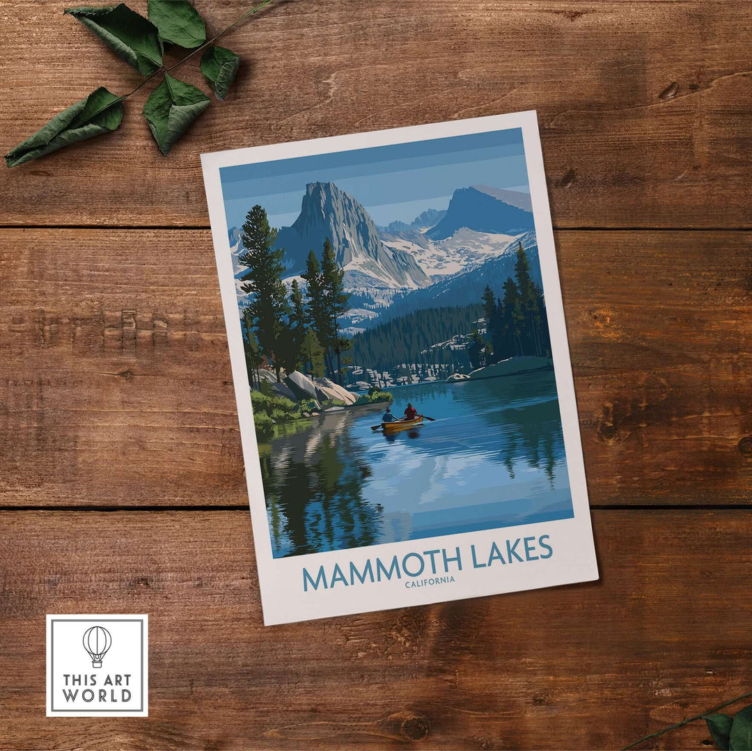 Mammoth Lakes wall art depicting serene lake and mountain scenery, perfect for California travel decor.