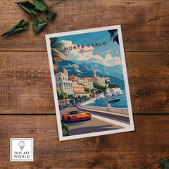 Monte Carlo Print Monaco - Riviera Travel Poster featuring a vibrant cityscape of Monaco.