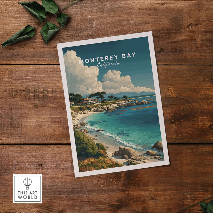 Monterey Bay California coastal beach print showcasing the Pacific Ocean and serene shoreline, perfect for ocean lovers.