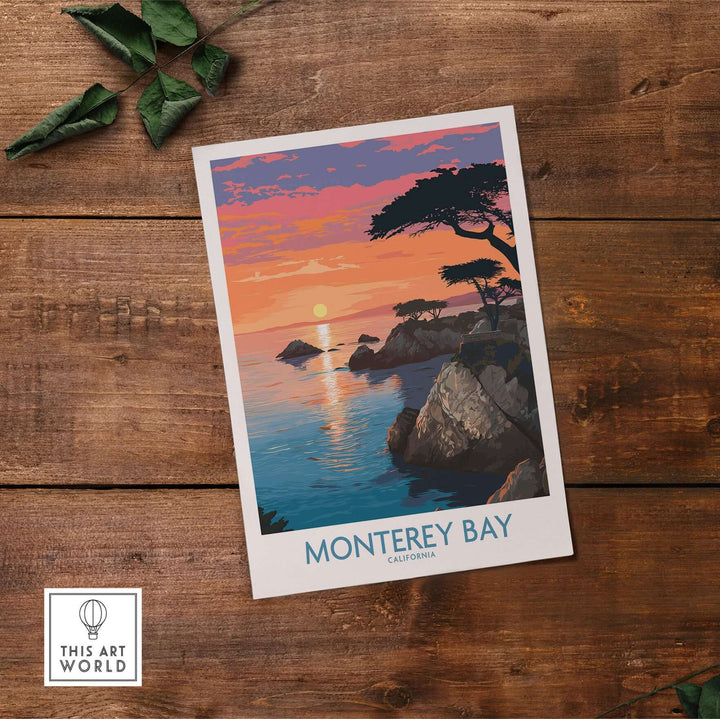 Monterey Bay poster showcasing stunning ocean views and serene coastal landscape decor.