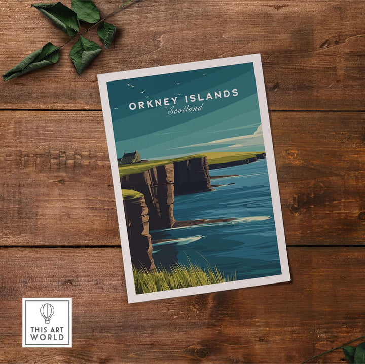 Orkney Islands sea cliffs print showcasing dramatic coastal landscape of Scotland.