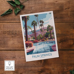 Palm Springs California Vibrant Garden Poster - California Resort Decor featuring a colorful poolside scene.