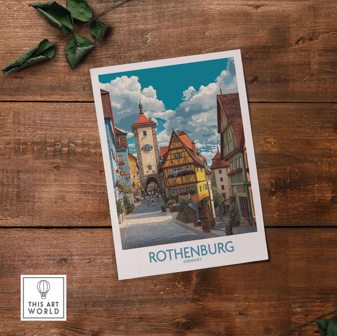 Rothenburg wall art print showcasing medieval architecture and picturesque streets, adding charm to any home decor.