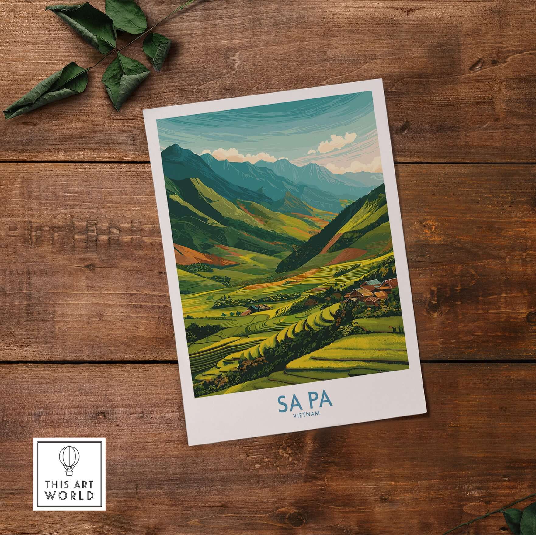 Sa Pa Vietnam Print - Rice Terrace Village Poster - Vietnamese Countryside Travel Print showcasing lush terraces.