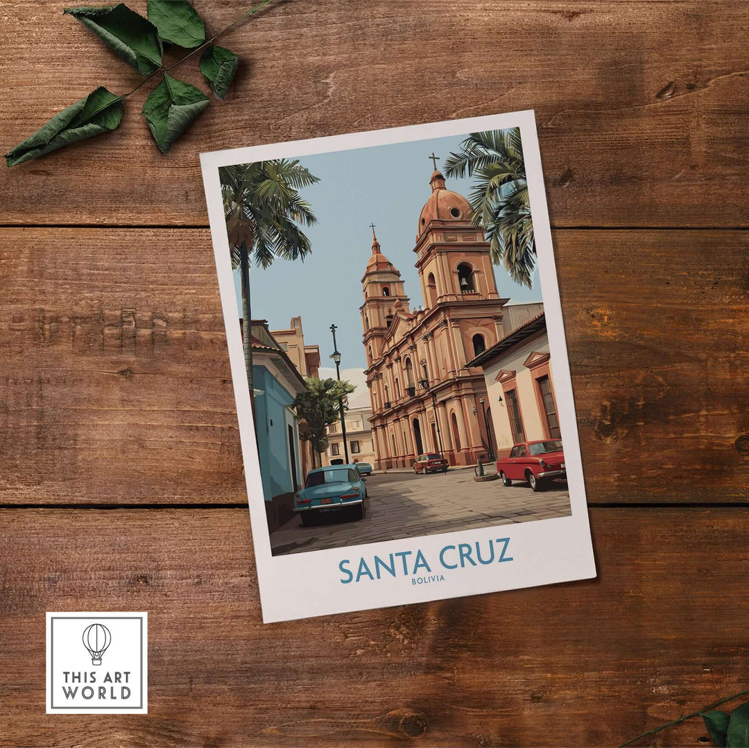 Santa Cruz Bolivia Art Print | Historic City Poster showcasing iconic architecture and cultural details.