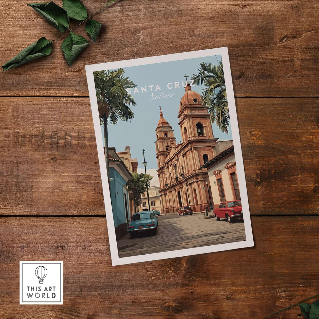 Santa Cruz South America Print | Bolivian Urban Wall Decor featuring vibrant architecture and cityscapes