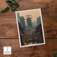 Seoul South Korea Poster - Historic City Landmark Print showcasing a vibrant cityscape and iconic architecture.