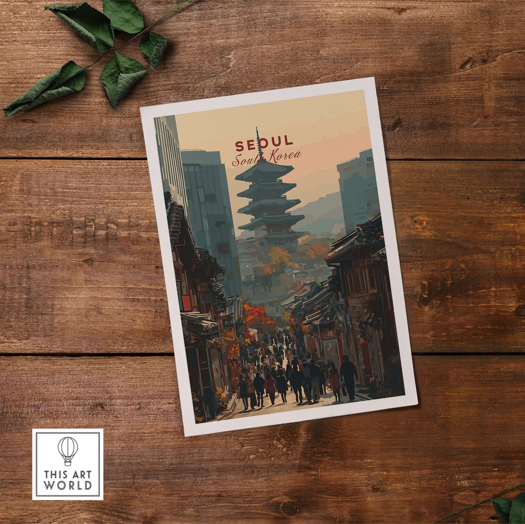 Seoul South Korea Poster - Historic City Landmark Print showcasing a vibrant cityscape and iconic architecture.