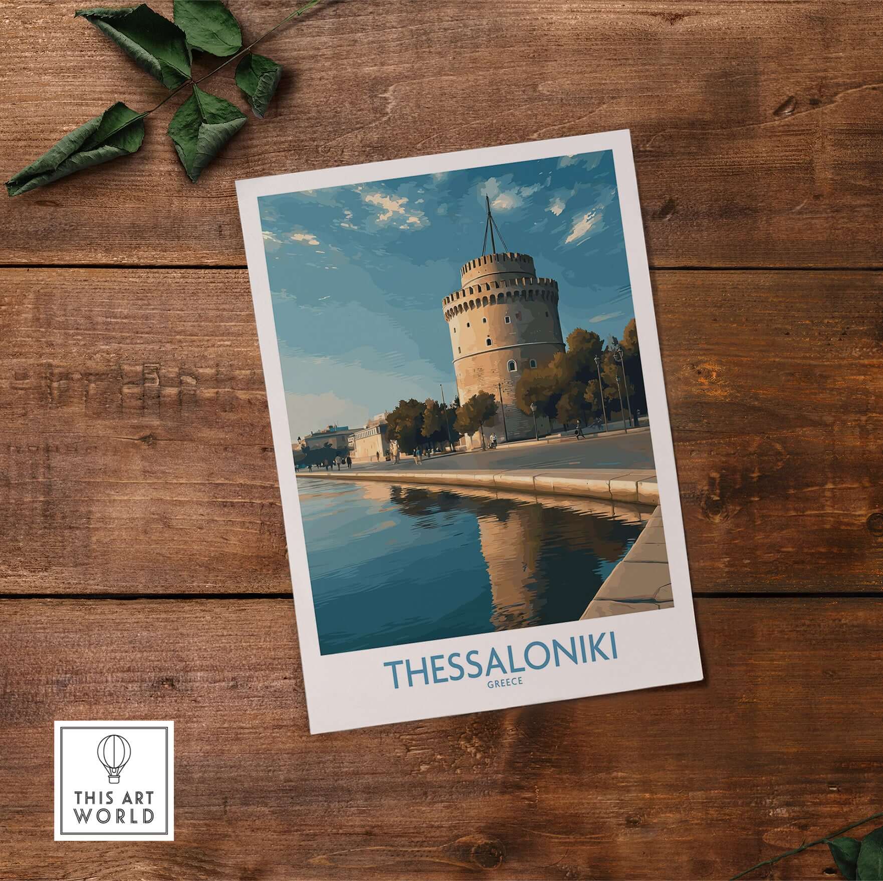 Thessaloniki Greece Print - White Tower of Thessaloniki art print showcasing the iconic structure and its surrounding landscape.