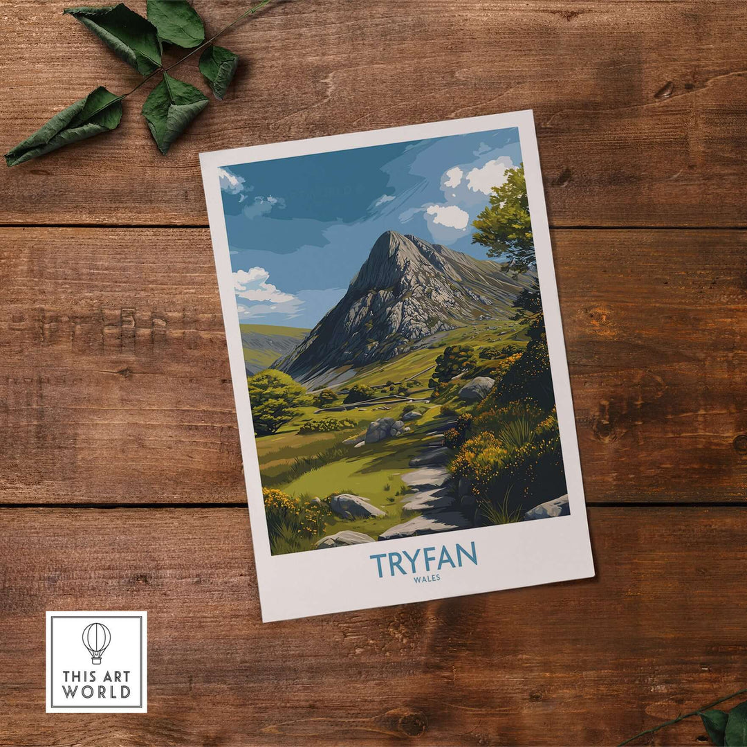 Tryfan wall art featuring a scenic mountain view in Snowdonia, Wales, perfect for hiking and outdoor decor.