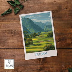 Vietnam Wall Art - Vietnamese Countryside Travel Print showcasing lush landscapes and traditional life in Vietnam.