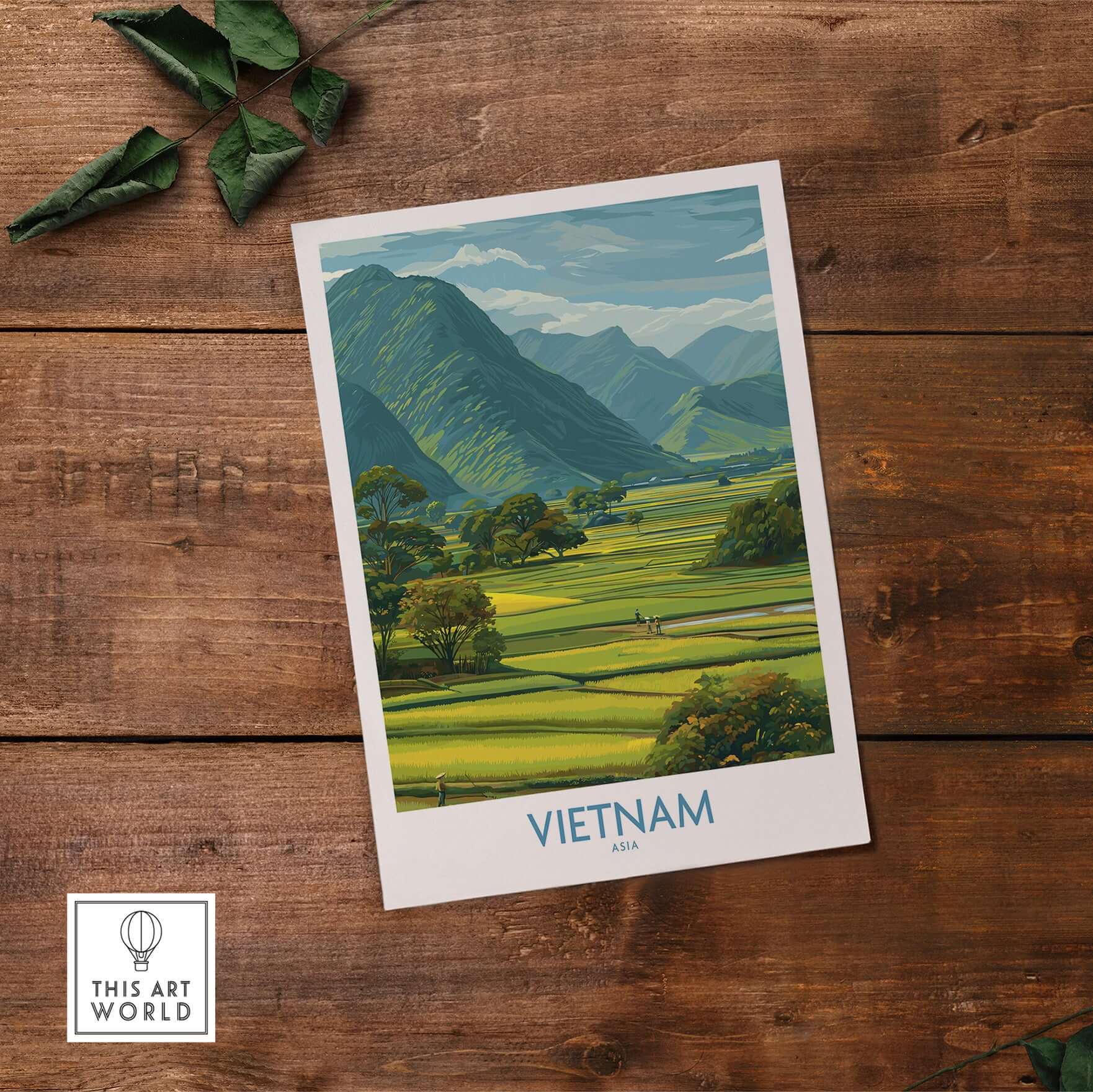 Vietnam Wall Art - Vietnamese Countryside Travel Print showcasing lush landscapes and traditional life in Vietnam.