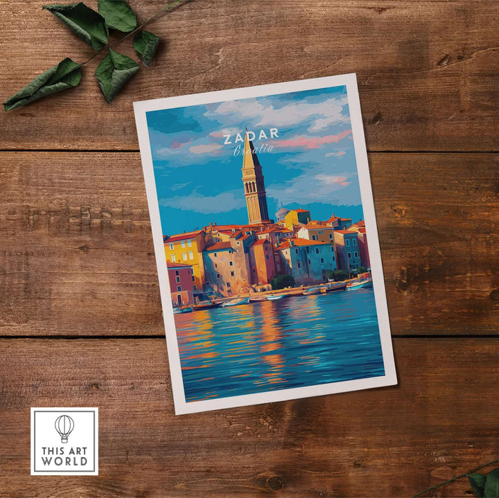 Zadar Poster | Croatian Travel Wall Art featuring vibrant coastal views and historic architecture.