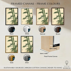 Bamboo Art Print – Green Japanese Botanical Wall Art — framed canvas float frame colour options