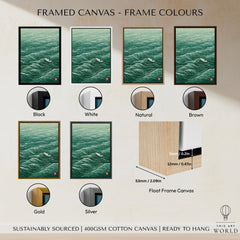 Lone Boat Art Print – Japanese Ocean Wall Art — framed canvas float frame colour options