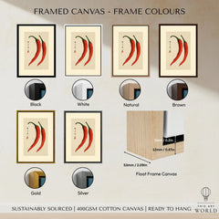Chilli Pepper Wall Art – Minimalist Japanese Kitchen Print — framed canvas float frame colour options