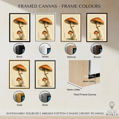 Mushroom Wall Art – Vintage Japanese Woodland Print — framed canvas float frame colour options