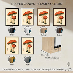 Fly Agaric Mushroom Art Print – Red Japanese Wall Art — framed canvas float frame colour options