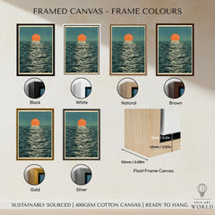 Ocean Sunset Art Print – Japanese Seascape Wall Art — framed canvas float frame colour options