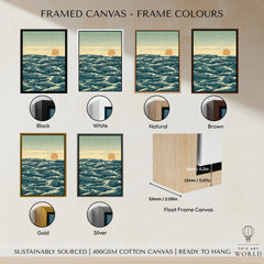 Japanese Ocean Art Print – Vintage Seascape Wall Art — framed canvas float frame colour options
