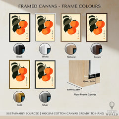 Japanese Persimmon Art Print – Vintage Fruit Wall Art — framed canvas float frame colour options