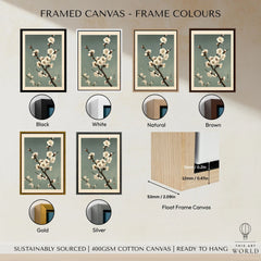 Plum Blossom Wall Art – Vintage Japanese Botanical Print — framed canvas float frame colour options