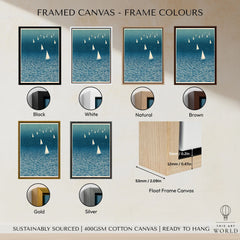 Sailboat Wall Art – Japanese Blue Ocean Print — framed canvas float frame colour options