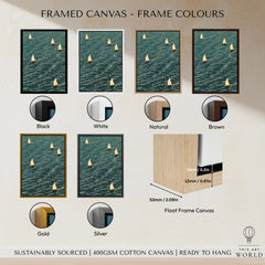 Sailing Boats Wall Art – Vintage Japanese Coastal Print — framed canvas float frame colour options