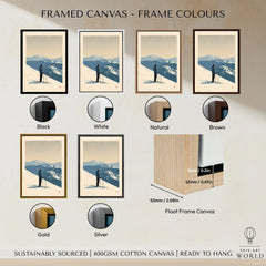 Ski Poster – Vintage Mountain Skier Wall Art — framed canvas float frame colour options