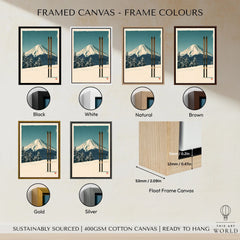 Mount Fuji Ski Poster – Vintage Japanese Alpine Print — framed canvas float frame colour options