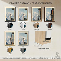 Vintage Skis Art Print – Alpine Chalet Balcony Wall Art — framed canvas float frame colour options