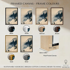 Ski Lift in Mist Print – Vintage Alpine Wall Art — framed canvas float frame colour options