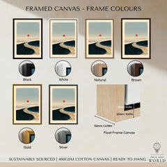 Minimalist Ski Poster – Japanese Red Sun Snow Wall Art — framed canvas float frame colour options