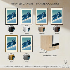 Ski Poster – Vintage Japanese Alpine Skiing Wall Art — framed canvas float frame colour options