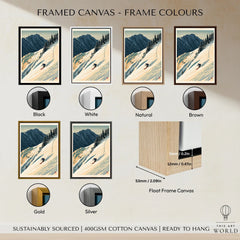 Powder Skiing Poster – Vintage Alpine Ski Wall Art — framed canvas float frame colour options