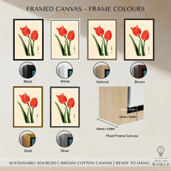 Tulip Art Print – Vintage Japanese Flower Wall Art — framed canvas float frame colour options
