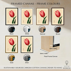 Pink Tulip Art Print – Japanese Botanical Wall Art — framed canvas float frame colour options