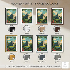 Chichén Itzá Mexico Travel Poster Pyramid Jungle Print Mayan Ruins Wall Art Decor framed print frame colour options: black, white, natural, brown, gold, silver, dark grey and light grey