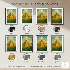 Chichén Itzá Mexico El Castillo Pyramid Travel Print Mayan Landscape Poster Wall Art framed print frame colour options: black, white, natural, brown, gold, silver, dark grey and light grey