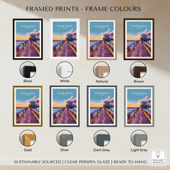 Cocoa Beach Boardwalk Print - Florida Sunset Wall Art framed print frame colour options: black, white, natural, brown, gold, silver, dark grey and light grey