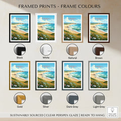 Cornwall Art Print framed print frame colour options: black, white, natural, brown, gold, silver, dark grey and light grey