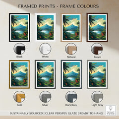 Costa Rica Print framed print frame colour options: black, white, natural, brown, gold, silver, dark grey and light grey