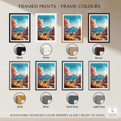 Glencoe Art Print framed print frame colour options: black, white, natural, brown, gold, silver, dark grey and light grey