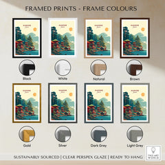 Hakone Japan Lake Ashi Temple Print - Japanese Pagoda Wall Art framed print frame colour options: black, white, natural, brown, gold, silver, dark grey and light grey