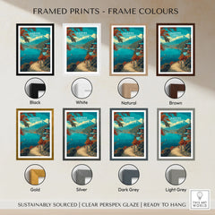 Hakone Print Japan Lake View Pagoda - Mount Fuji Scenic Poster framed print frame colour options: black, white, natural, brown, gold, silver, dark grey and light grey