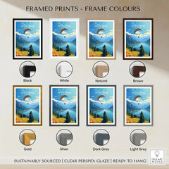 Interlaken Switzerland Poster framed print frame colour options: black, white, natural, brown, gold, silver, dark grey and light grey