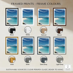 Isle of Harris Scotland Luskentyre Beach Print - White Sand Coastal Wall Art framed print frame colour options: black, white, natural, brown, gold, silver, dark grey and light grey