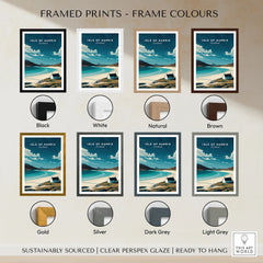 Isle of Harris Scotland Beach House Seascape Poster - Remote Scottish Isle Print framed print frame colour options: black, white, natural, brown, gold, silver, dark grey and light grey