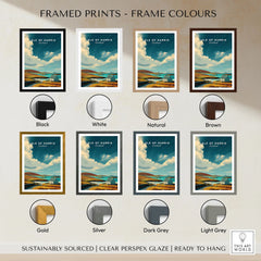 Isle of Harris Print Scotland Coastal Cottage Landscape - Rolling Hills Wall Art framed print frame colour options: black, white, natural, brown, gold, silver, dark grey and light grey