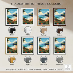 Kauai Print framed print frame colour options: black, white, natural, brown, gold, silver, dark grey and light grey
